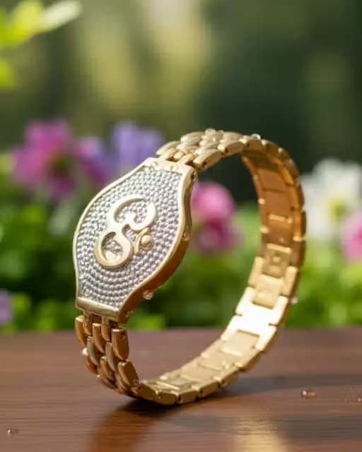 Old Tone Om Bracelet for Men – Gold Finish Spiritual Bangle Bracelet Bhavishyavani