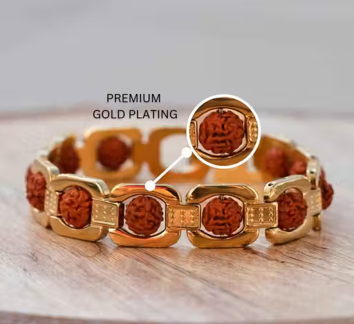 Premium Gold Plated Essential Rudraksha Bracelet for Men – Spiritual Affirmation Energy Bracelet Bhavishyavani