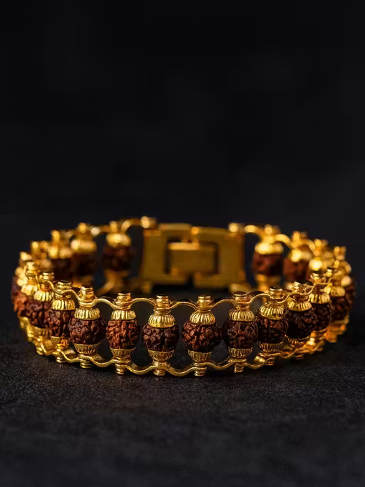 Premium Gold Plated Rudraksha Bracelet for Men & Women – Spiritual Healing Energy Chain Bracelet Bhavishyavani